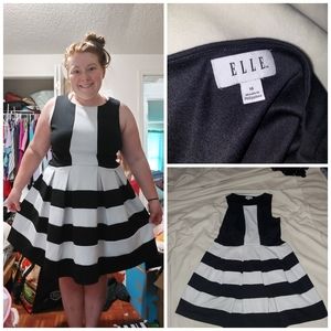 Elle Size 16 Black and White Pleated Dress